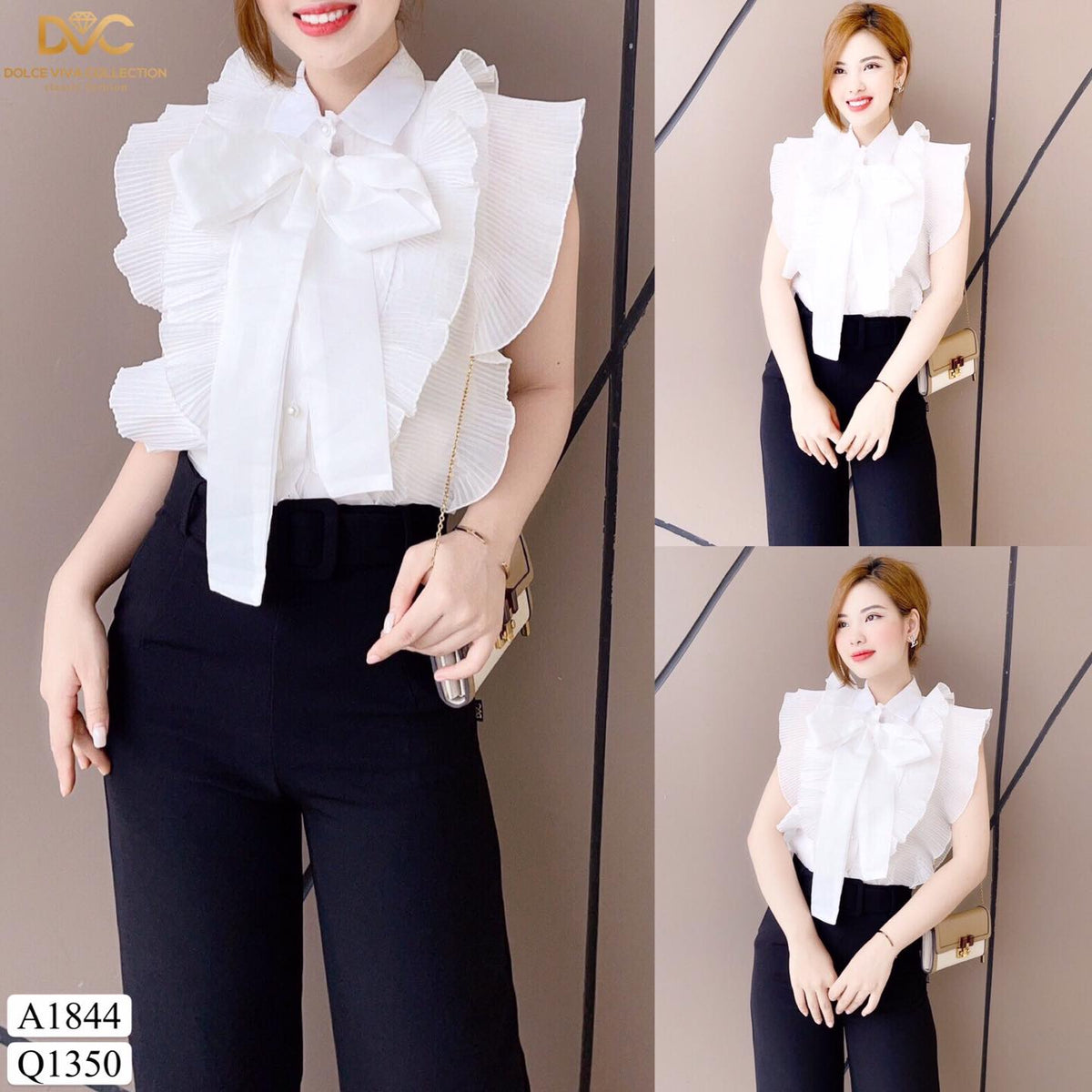 A1844 Bow Tie Ruffle Top - Mia & Jon