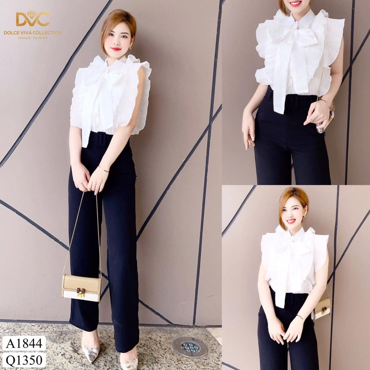 A1844 Bow Tie Ruffle Top - Mia & Jon