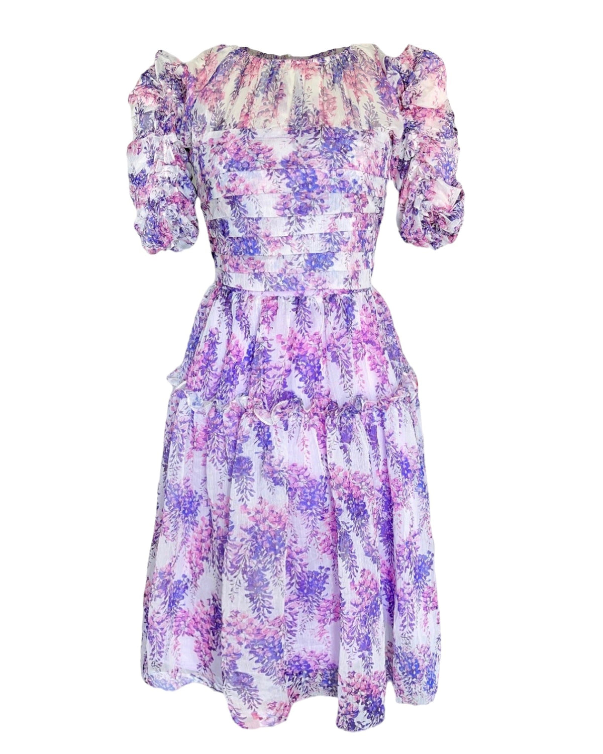 Avera Floral Chiffon Pleated Dress - Mia & Jon