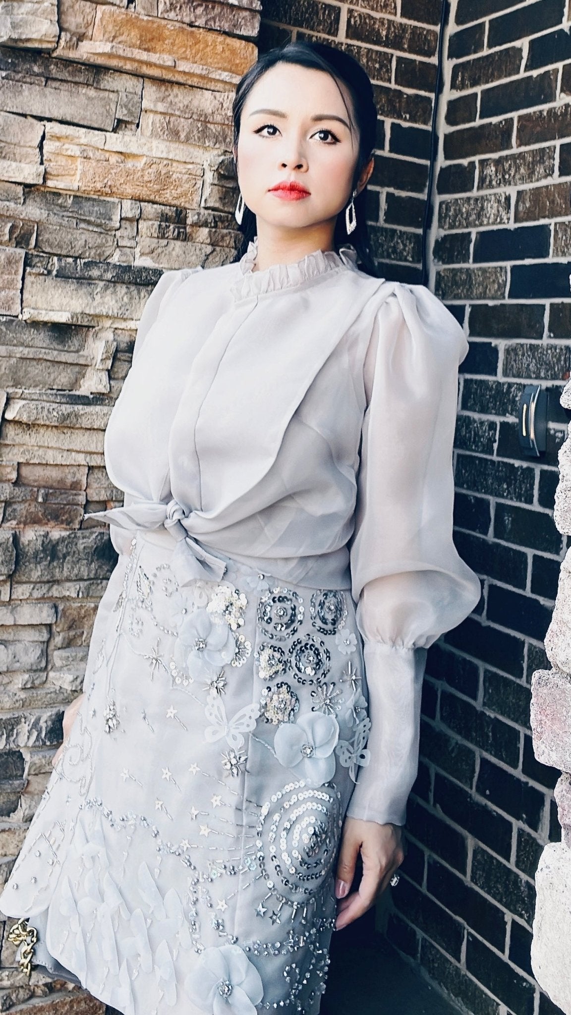 Butterfly Shirt & Sparkling Mini Skirt Set - Mia & Jon