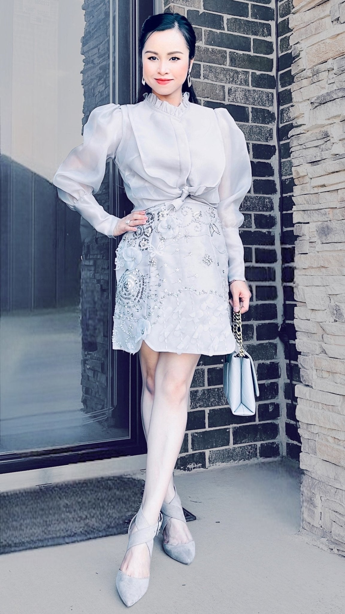 Butterfly Shirt & Sparkling Mini Skirt Set - Mia & Jon