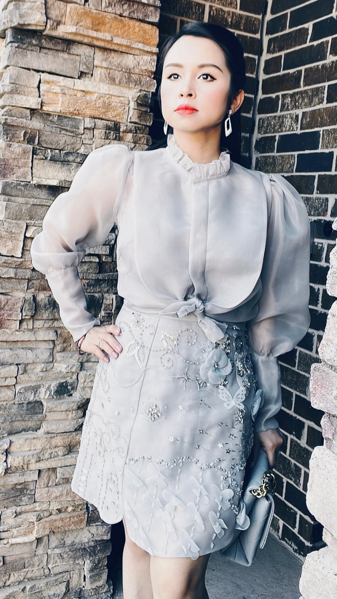 Butterfly Shirt & Sparkling Mini Skirt Set - Mia & Jon