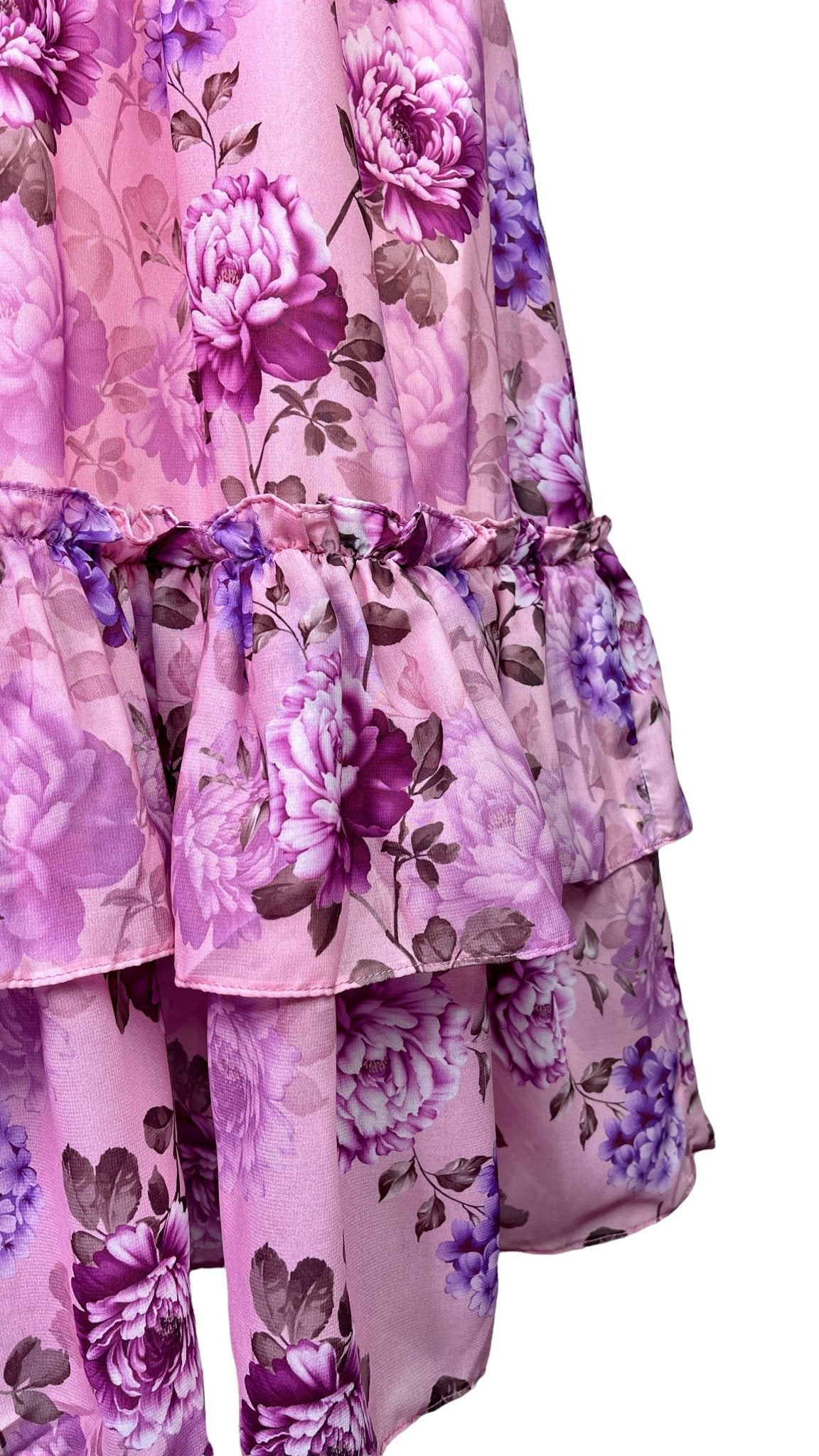 Floral Cold Shoulder Puff Sleeve Dress MJD033 - Mia & Jon