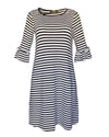 Gina Black & White Striped Ruffle Bell Sleeve Dress - Mia & Jon