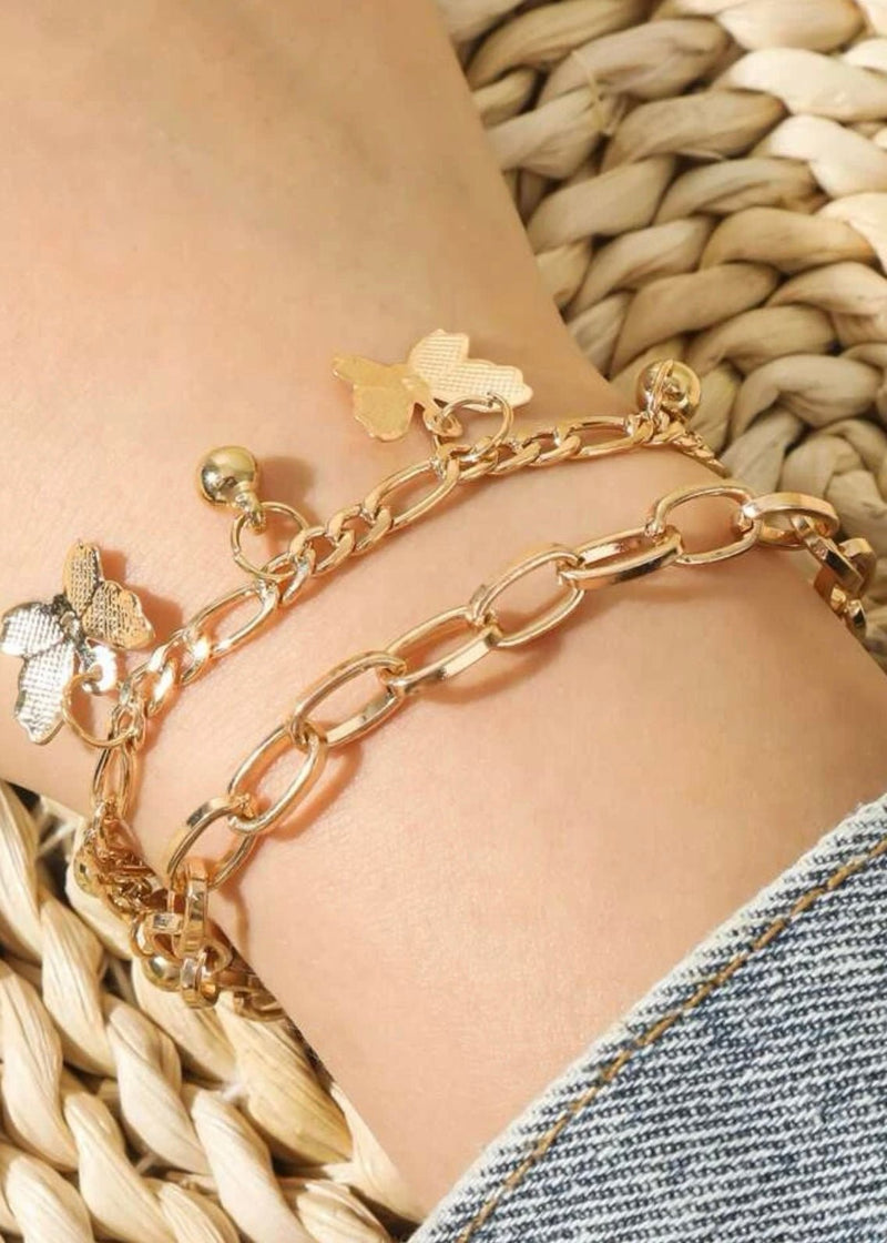 Gold Butterfly Charm Bracelet - Mia & Jon