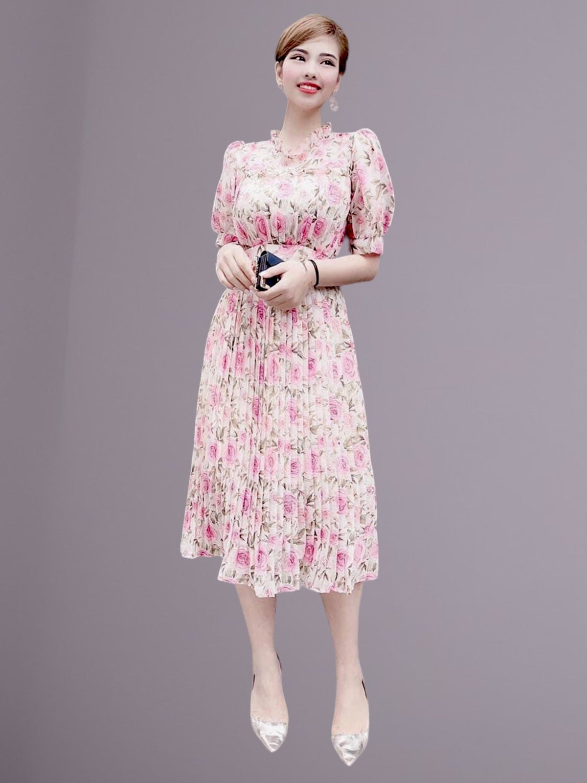 Heather Pleated Midi Dress - Mia & Jon