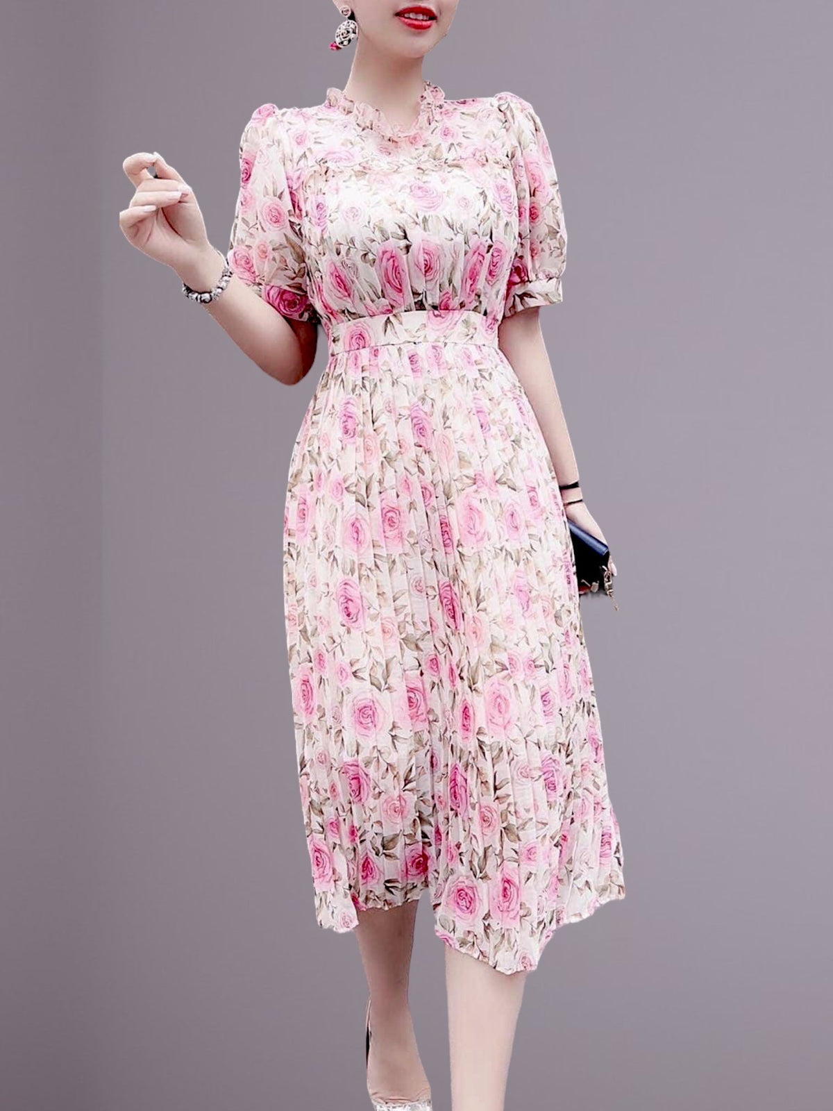 Heather Pleated Midi Dress - Mia & Jon