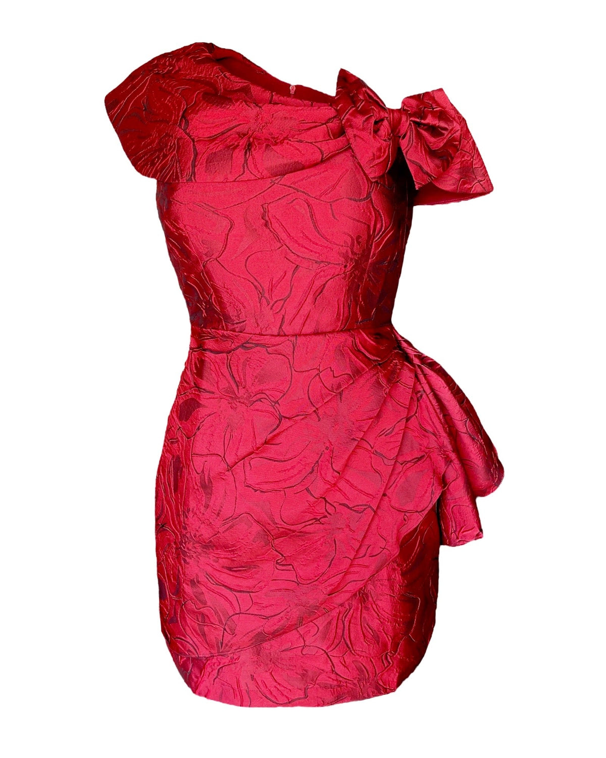 Lovely Rose One Shoulder Wrap Front Mini Dress - Mia & Jon