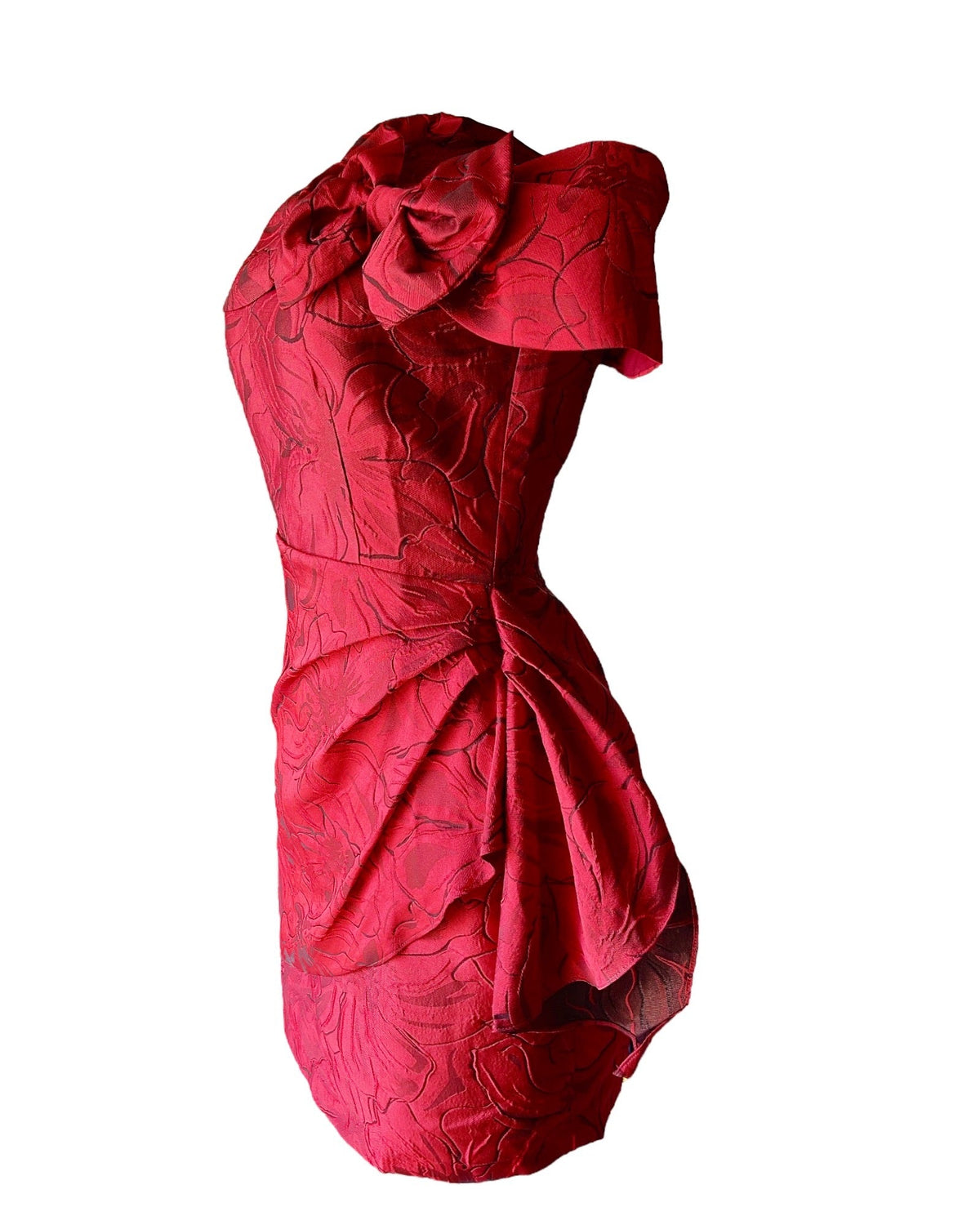 Lovely Rose One Shoulder Wrap Front Mini Dress - Mia & Jon