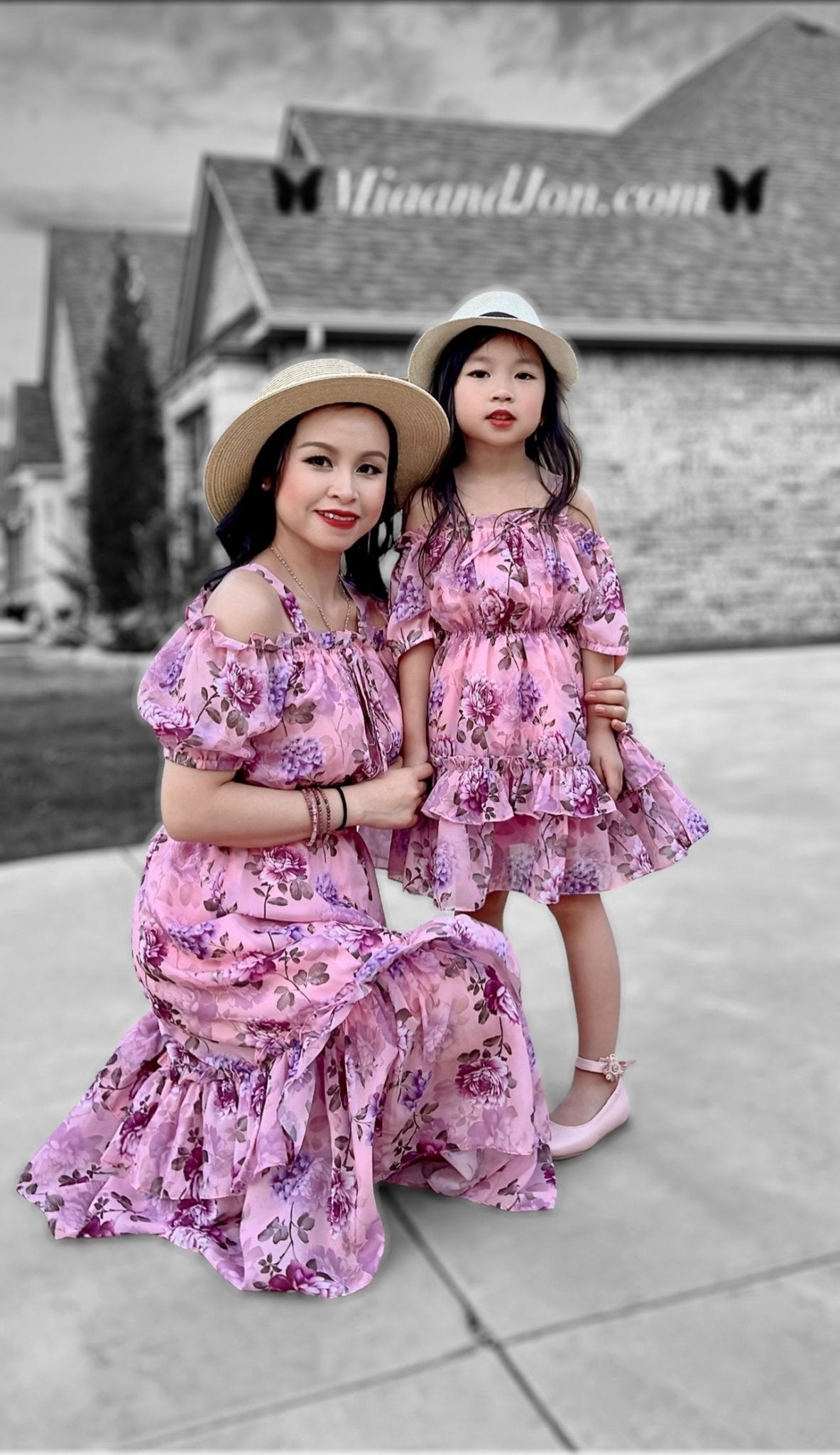 Mini Floral Cold Shoulder Puff Sleeve Dress - MJD033 - Mia & Jon