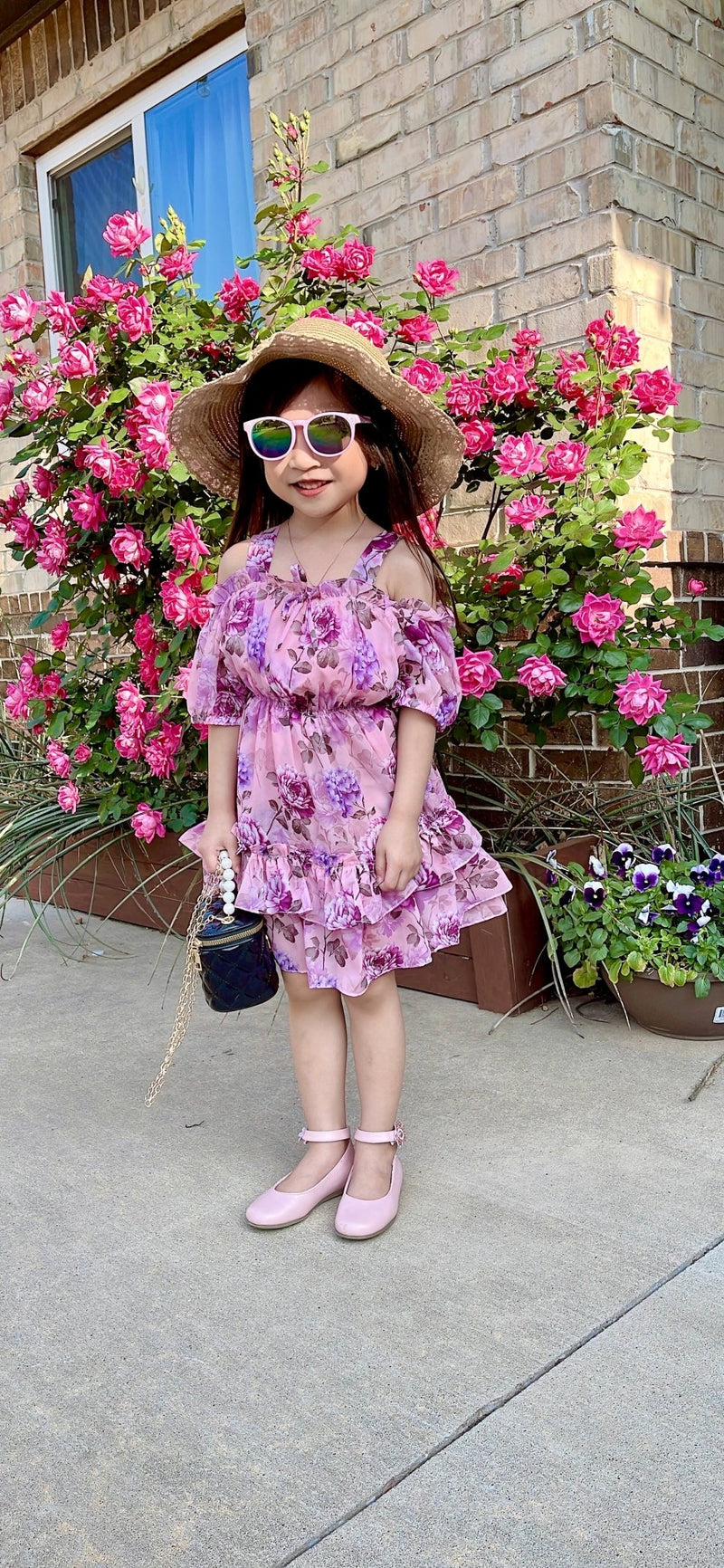 Mini Floral Cold Shoulder Puff Sleeve Dress - MJD033 - Mia & Jon