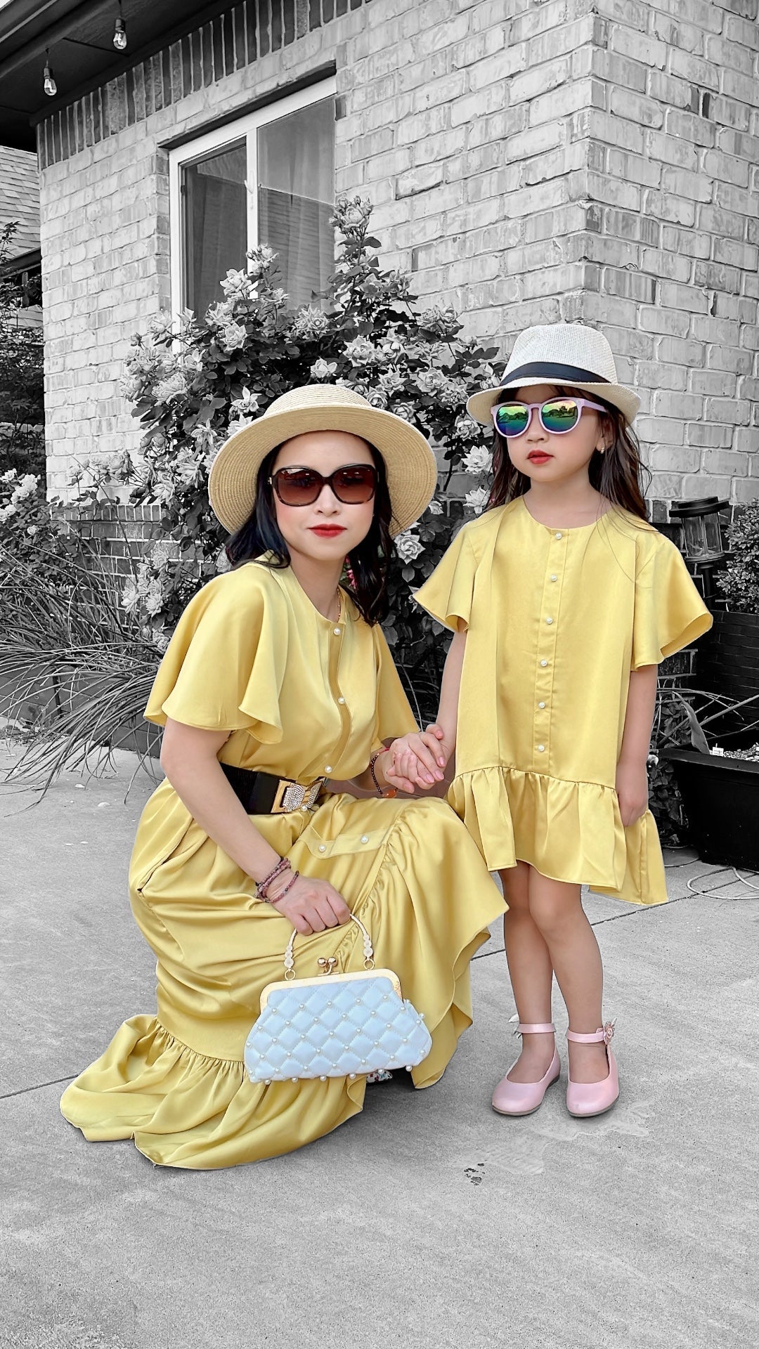 Mini Yellow Ruffle High Low Tunic Dress - Mia & Jon