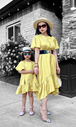 Mini Yellow Ruffle High Low Tunic Dress - Mia & Jon