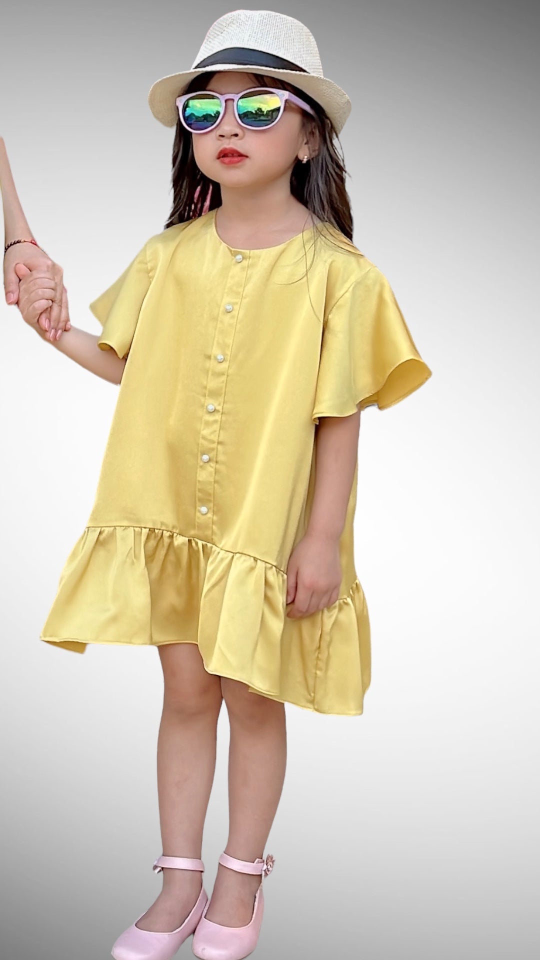 Mini Yellow Ruffle High Low Tunic Dress - Mia & Jon