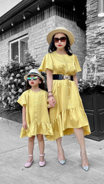 Mini Yellow Ruffle High Low Tunic Dress - Mia & Jon