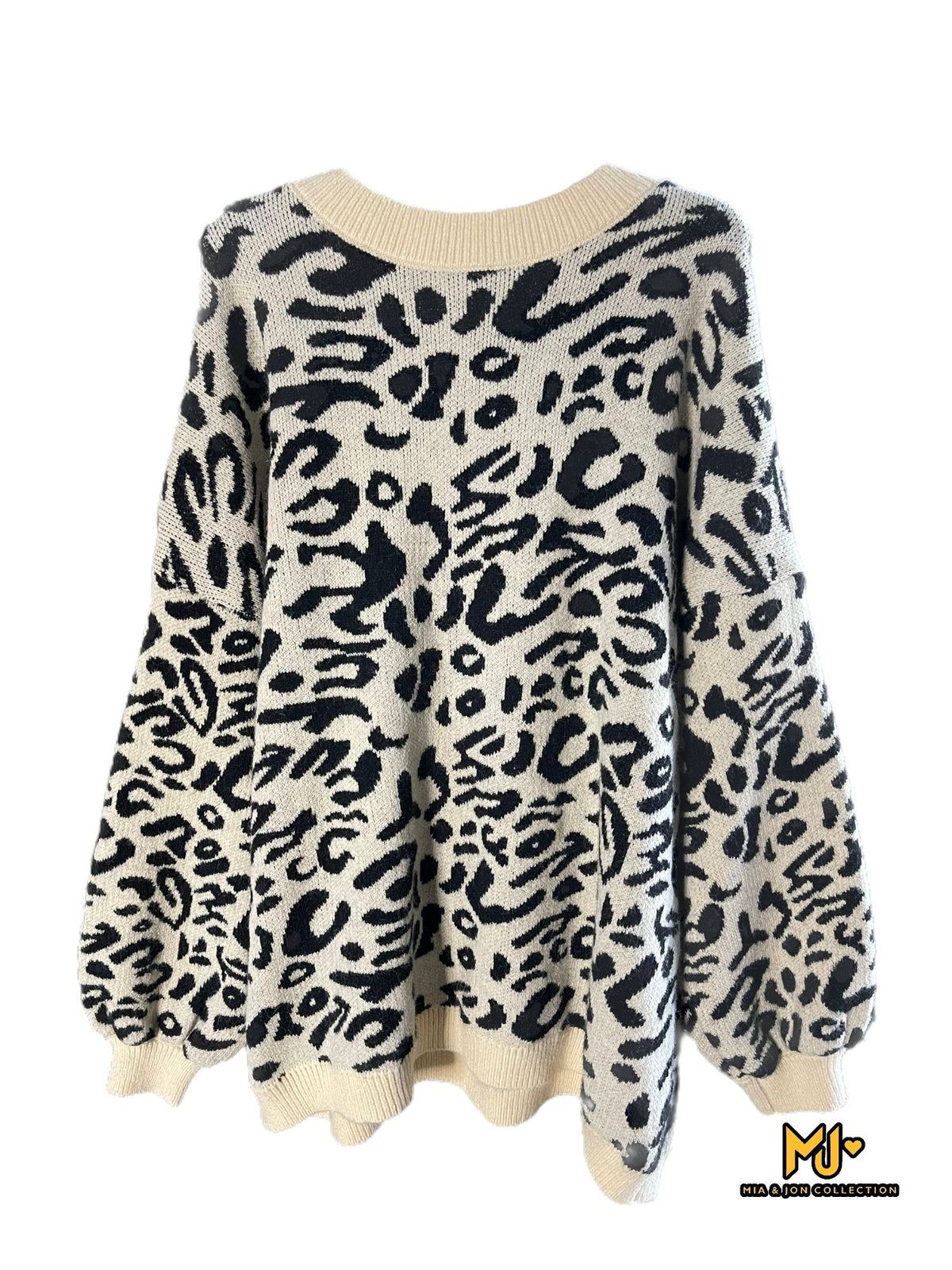 MJA015 Oversized Leopard Print Sweater - Mia & Jon
