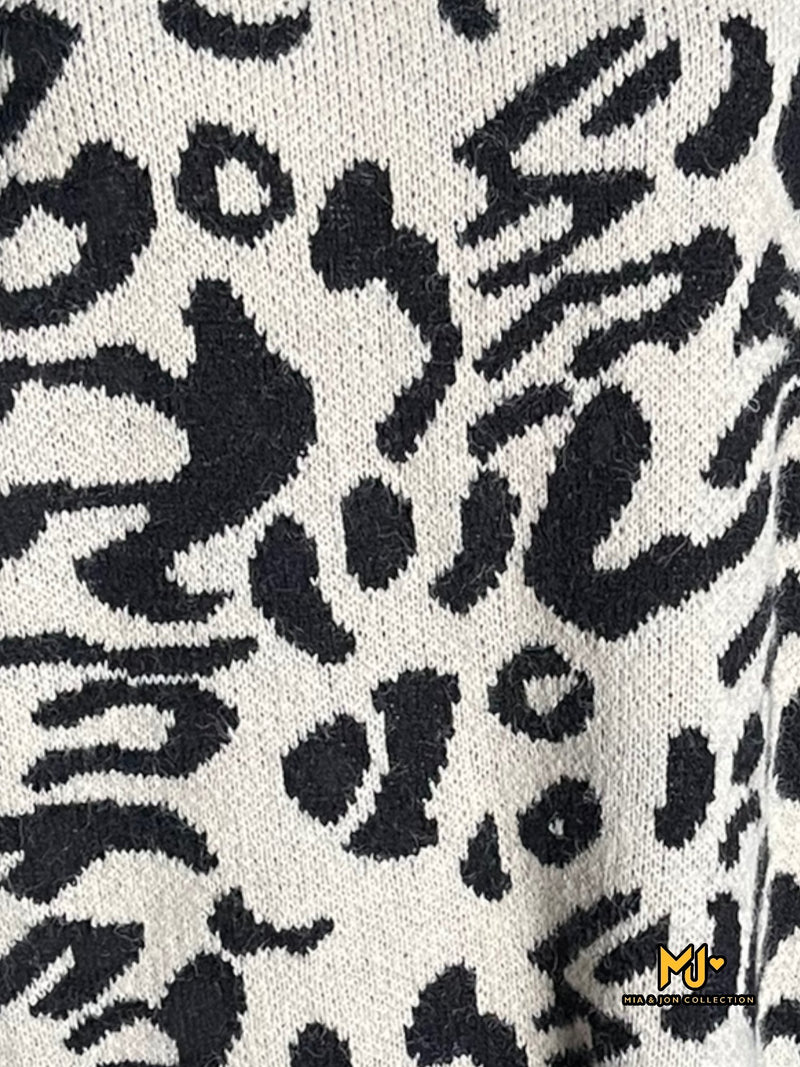 MJA015 Oversized Leopard Print Sweater - Mia & Jon