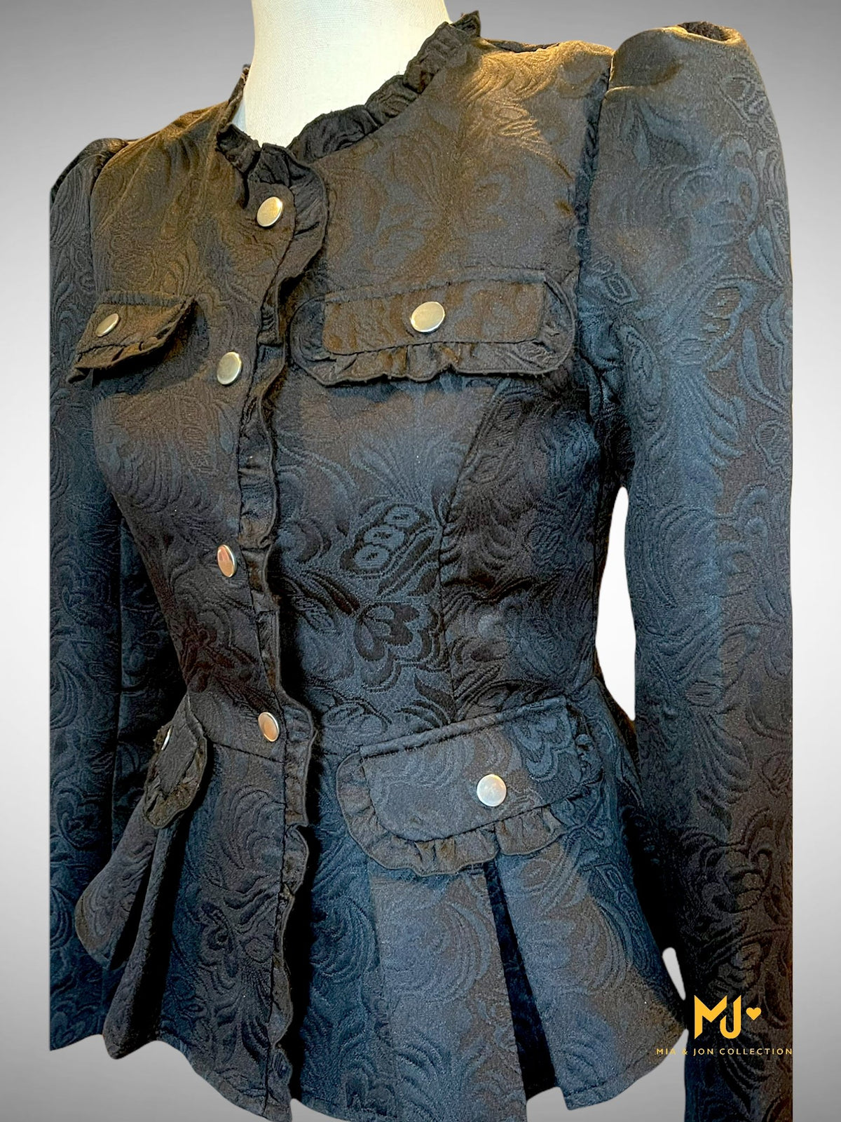 MJA1730 Faux Pocket Peplum Jacket - Mia & Jon