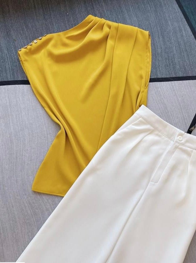 MJA1823 Ruched Sleeveless Top - Mia & Jon