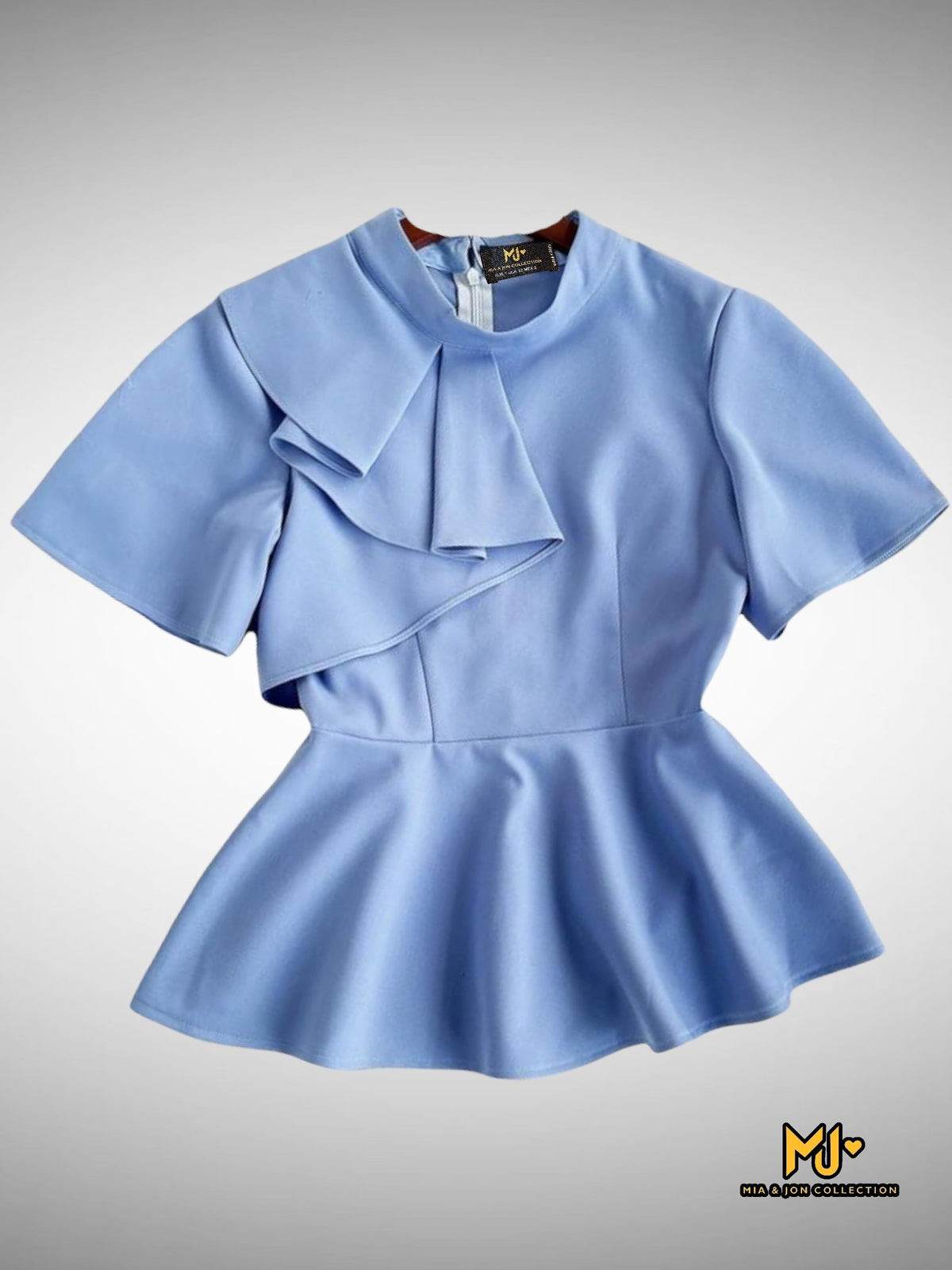 MJA2010 Elegant Blue Peplum Top - Mia & Jon