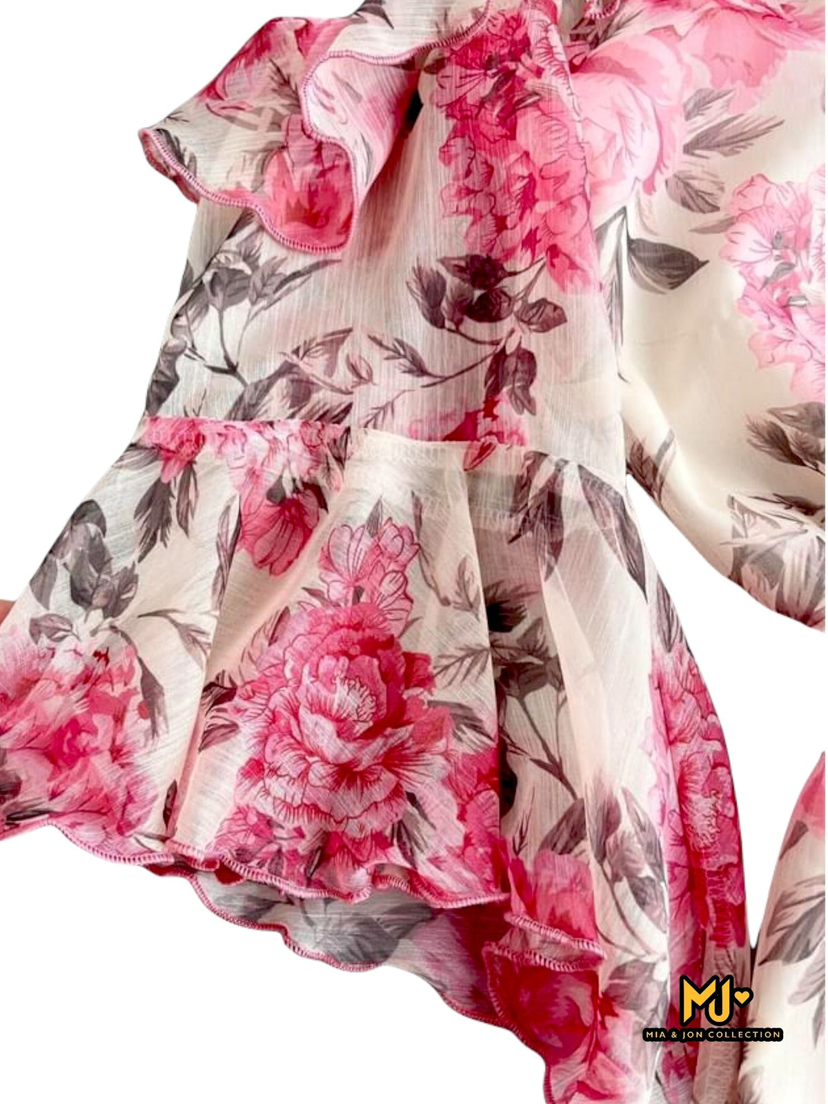 MJA2018 Cold Shoulder Floral Top - Mia & Jon