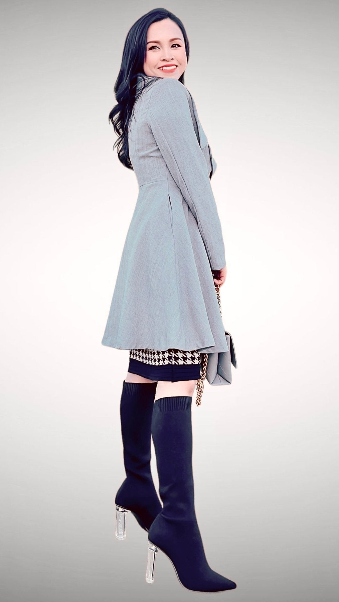 MJA2154 Lapel Collar Double Breasted Blazer Dress - Mia & Jon