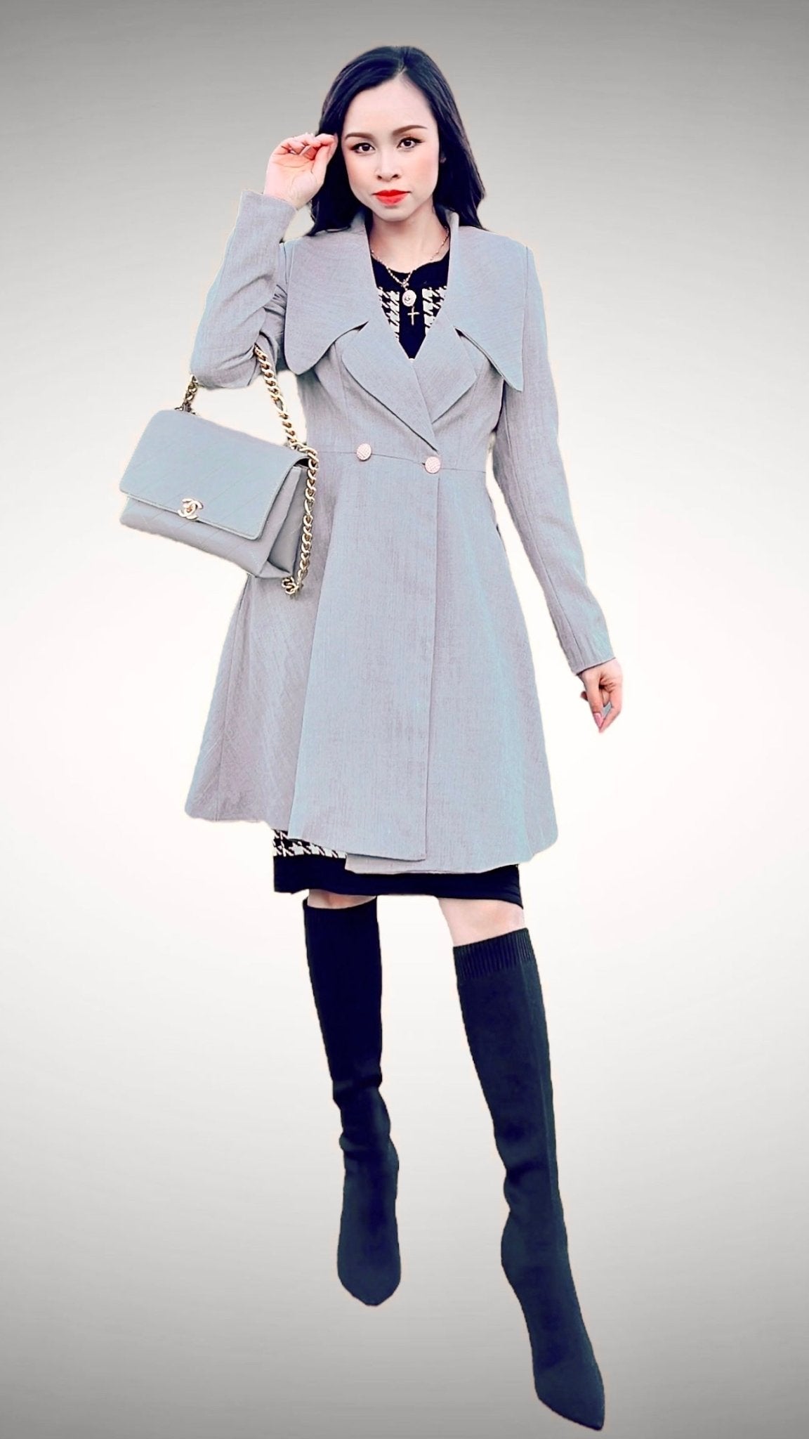 MJA2154 Lapel Collar Double Breasted Blazer Dress - Mia & Jon