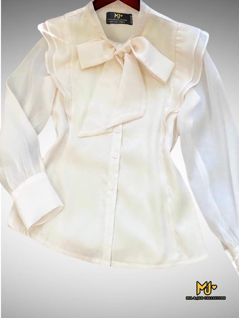 MJA2163 Tie-Neck Ruffle Top - Mia & Jon