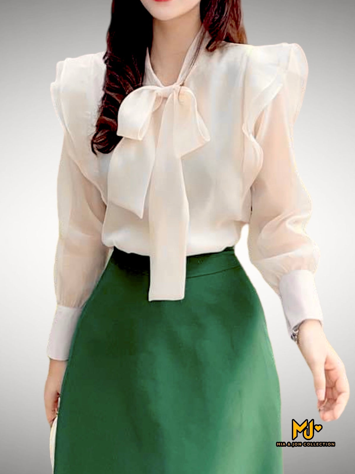 MJA2163 Tie-Neck Ruffle Top - Mia & Jon