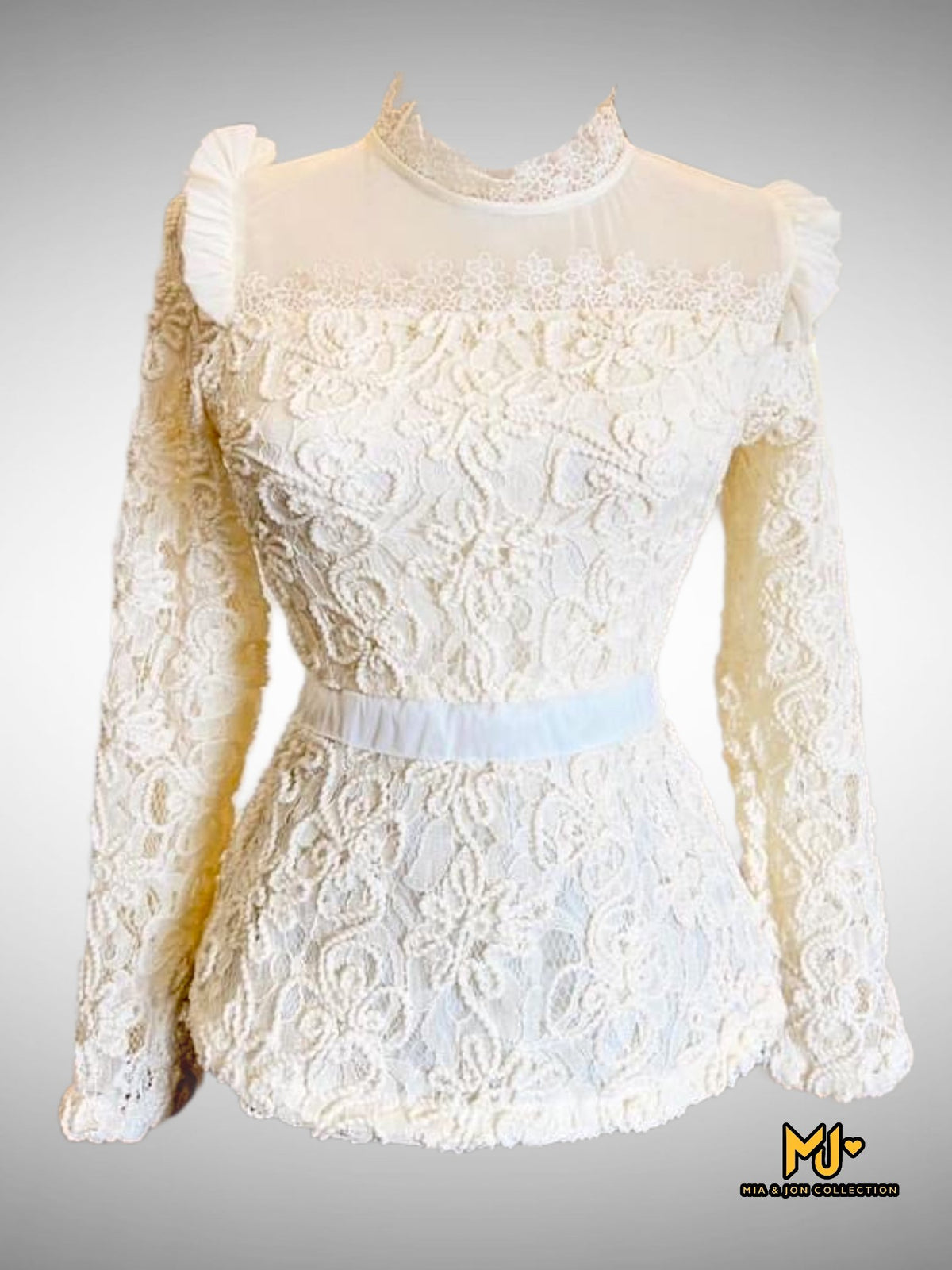 MJA2268 Long-Sleeve Lace Peplum Blouse - Mia & Jon