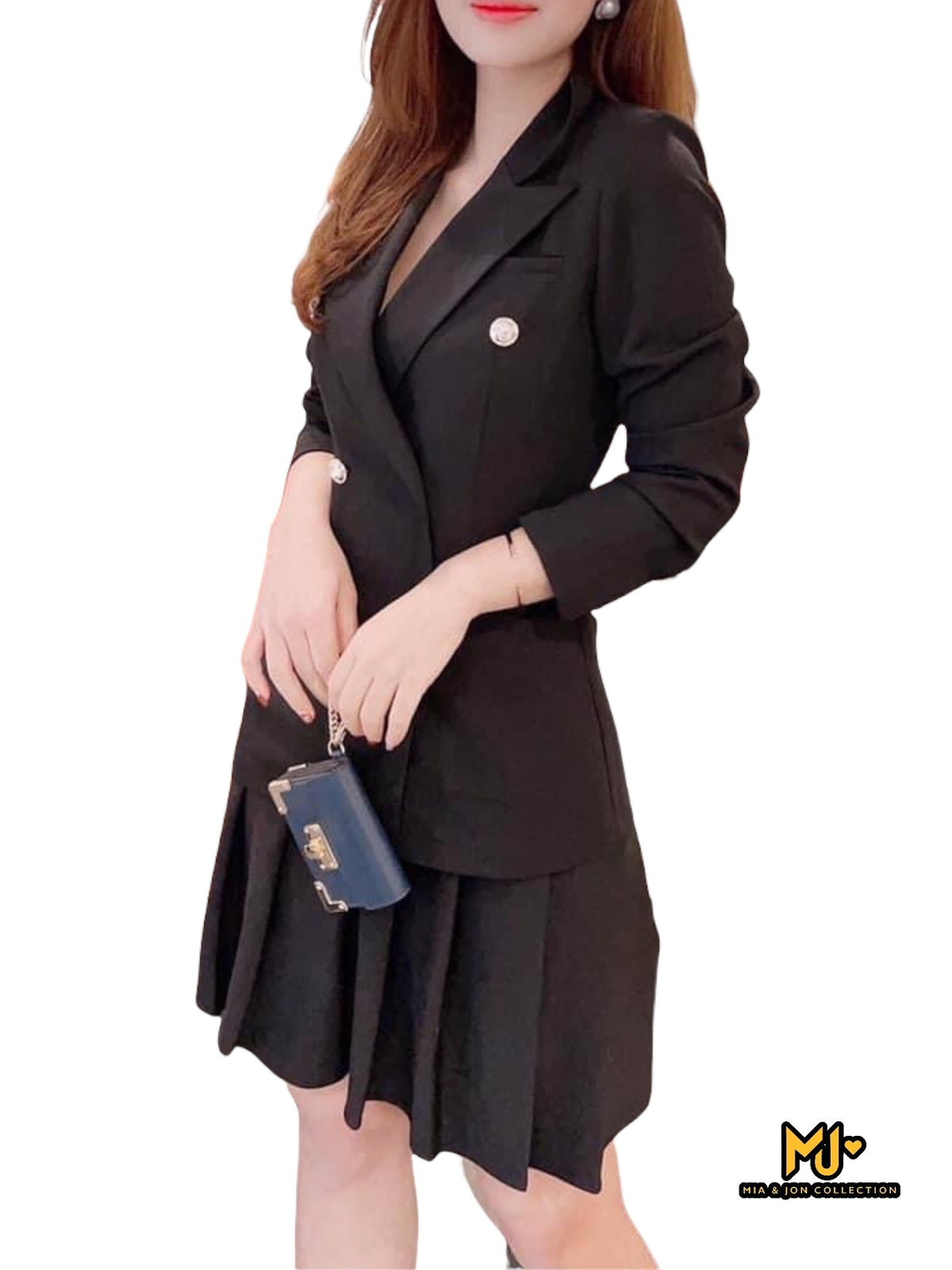 MJCV101 Cute Black Box Pleated Skirt - Mia & Jon