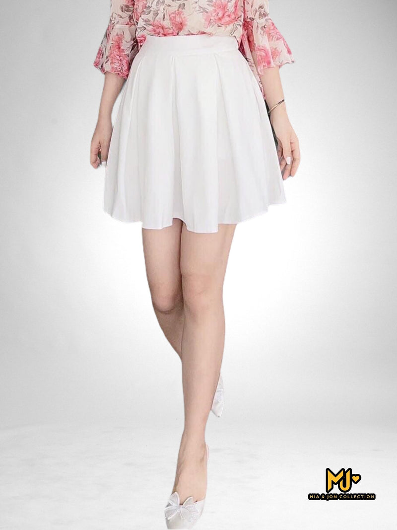 MJCV1675 Cute White Box Pleated Skirt - Mia & Jon