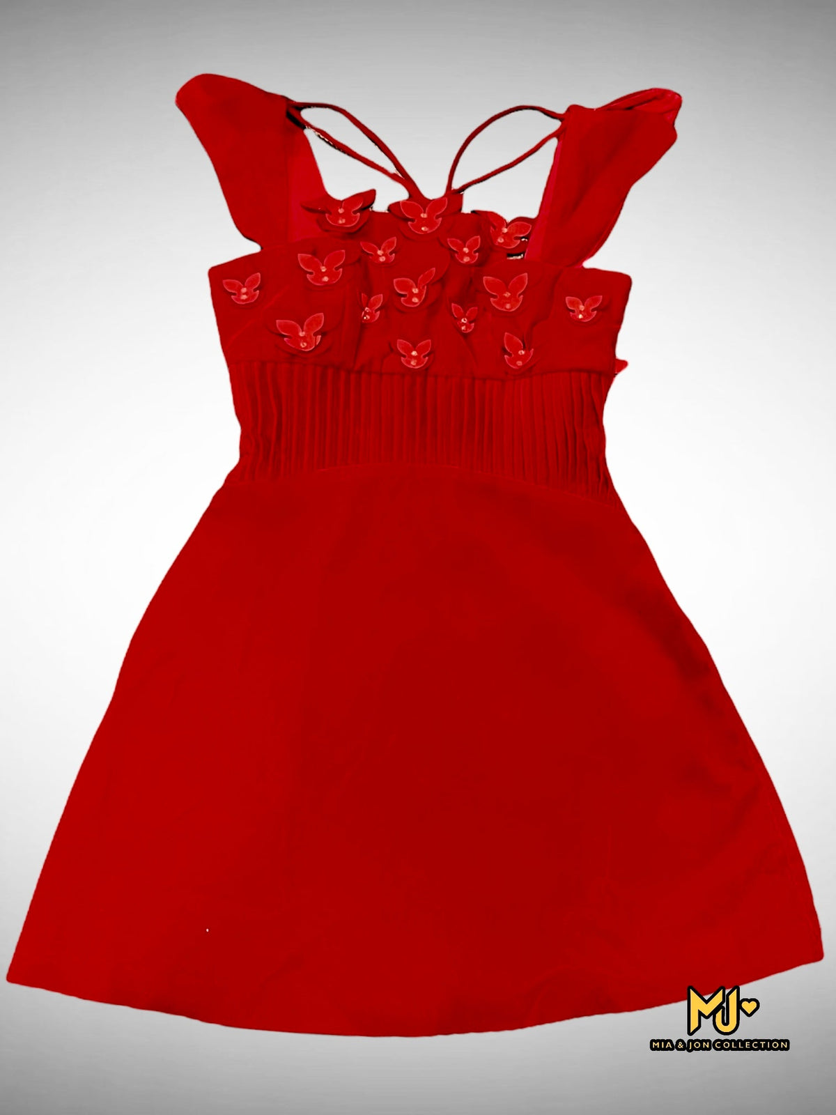 MJD014 Butterfly Detail Velvet Mini Dess - Mia & Jon