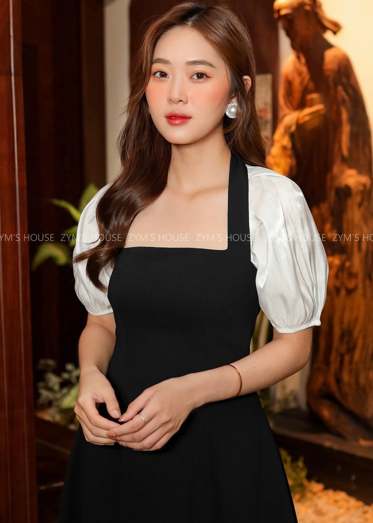 MJD035 Puff Sleeve Fit & Flare Dress - Mia & Jon