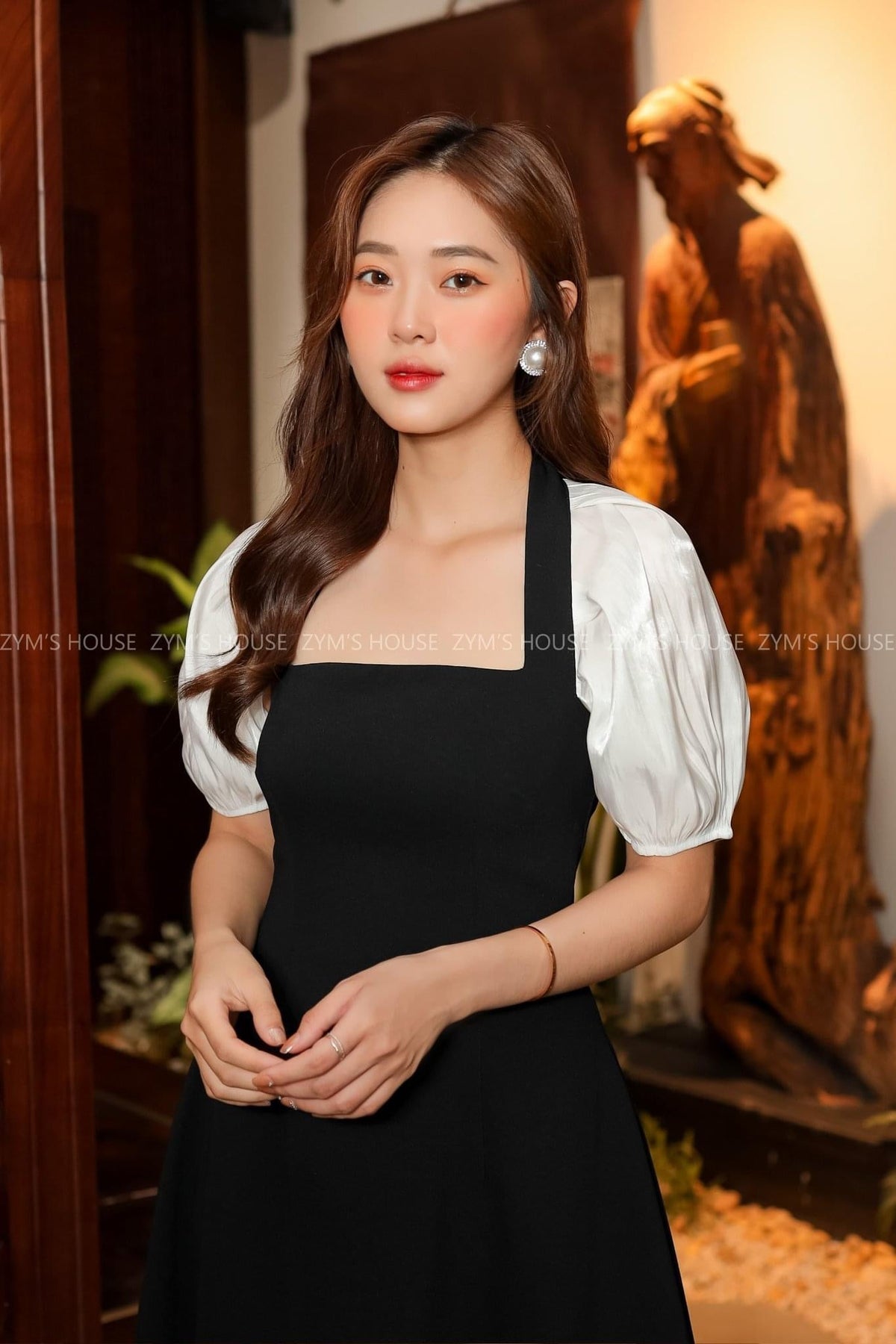 MJD035 Puff Sleeve Fit & Flare Dress - Mia & Jon