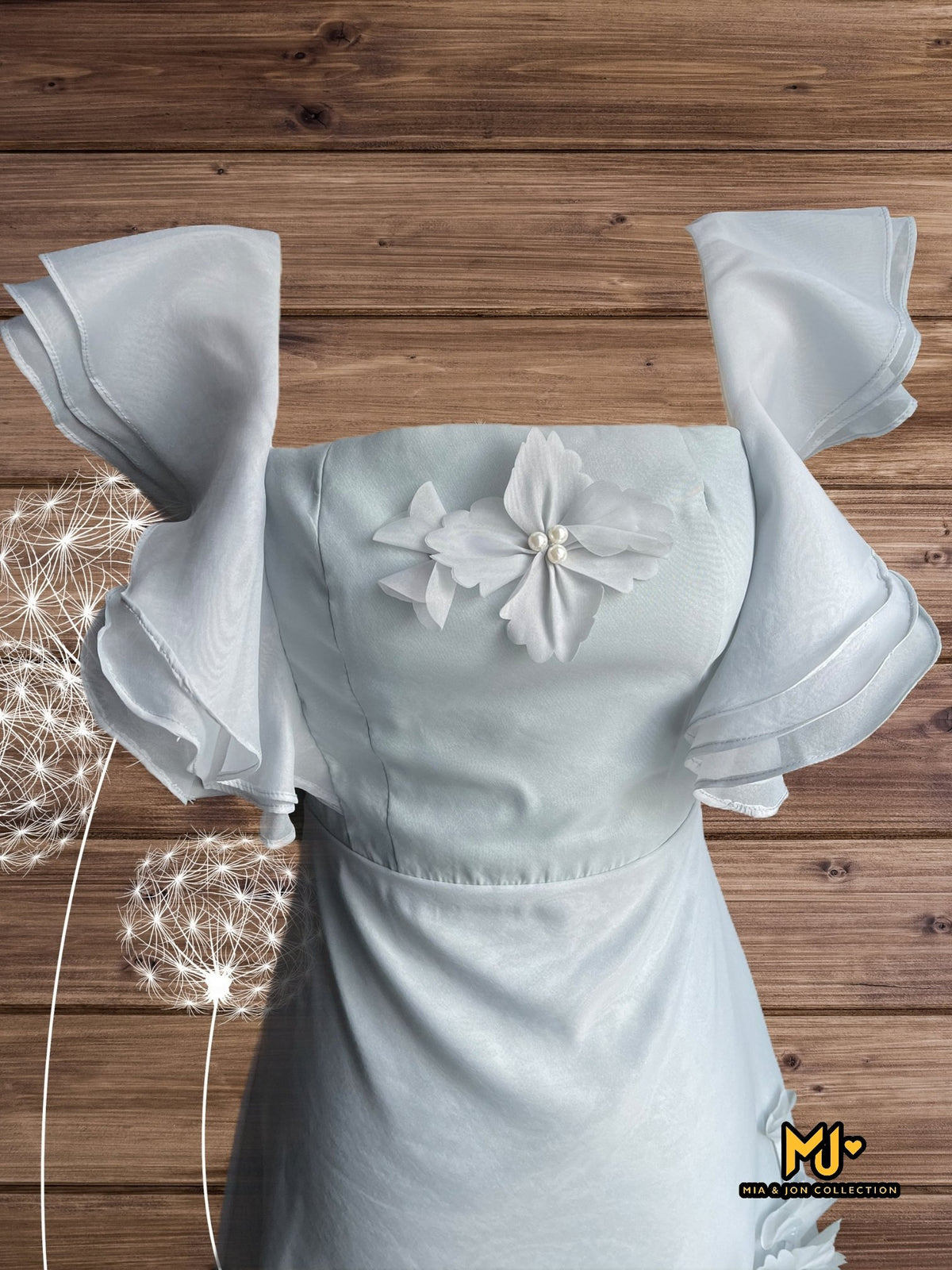 MJD04 Ruffle Sleeve Scalop Hemp Mini Dress - Mia & Jon