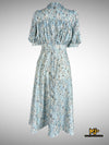 MJD09 Ruffled Floral Print Silk Midi Dress - Final Sale / NO Return or Exchange - Mia & Jon