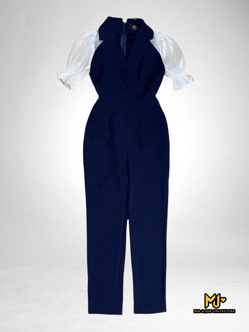 MJJ1955 Puff Sleeve Vest Jumpsuit - Mia & Jon