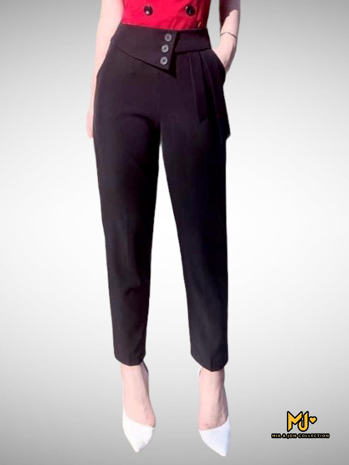 MJQ1571 High Waist Ankle Pant - Mia & Jon