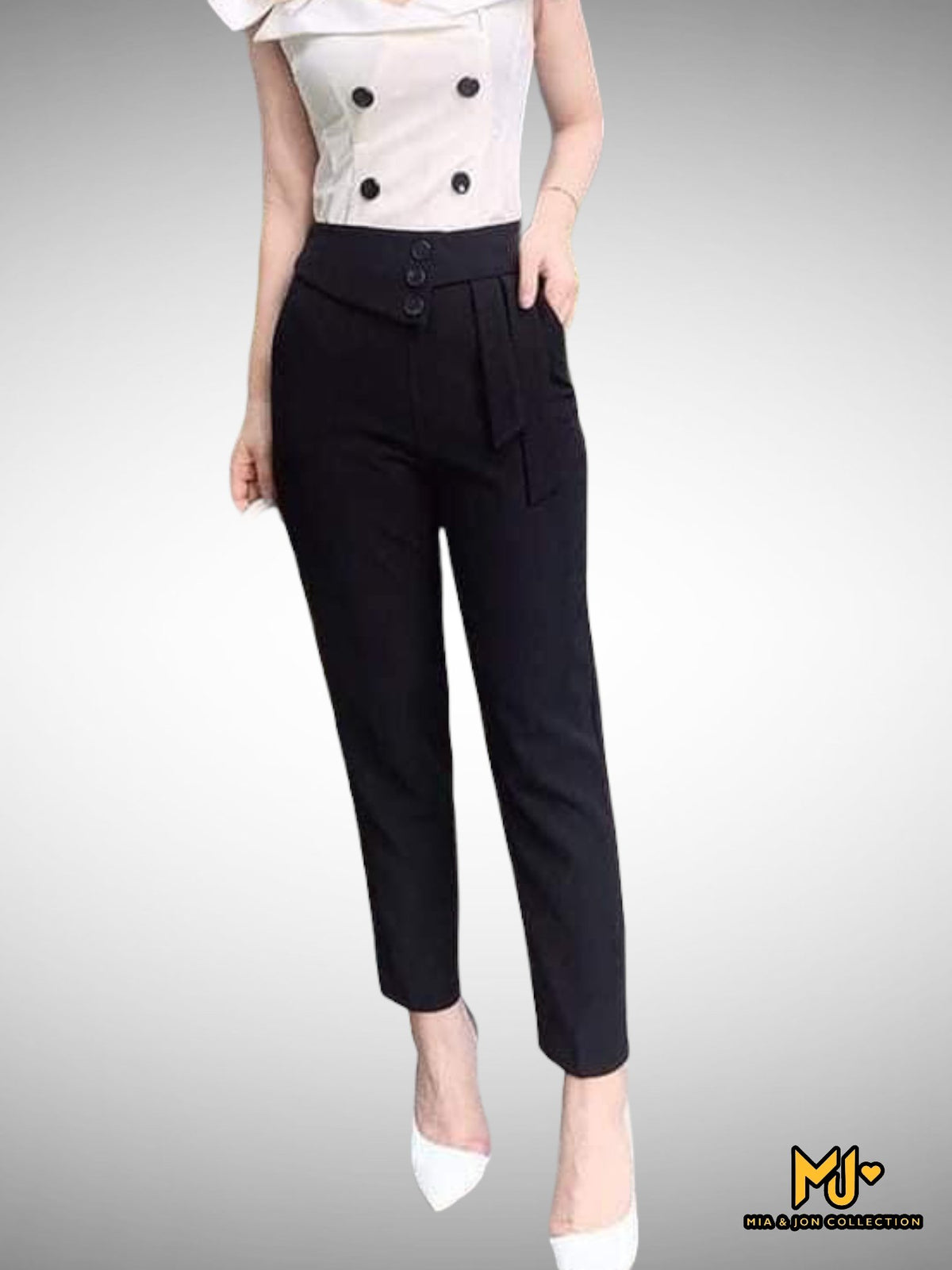 MJQ1571 High Waist Ankle Pant - Mia & Jon