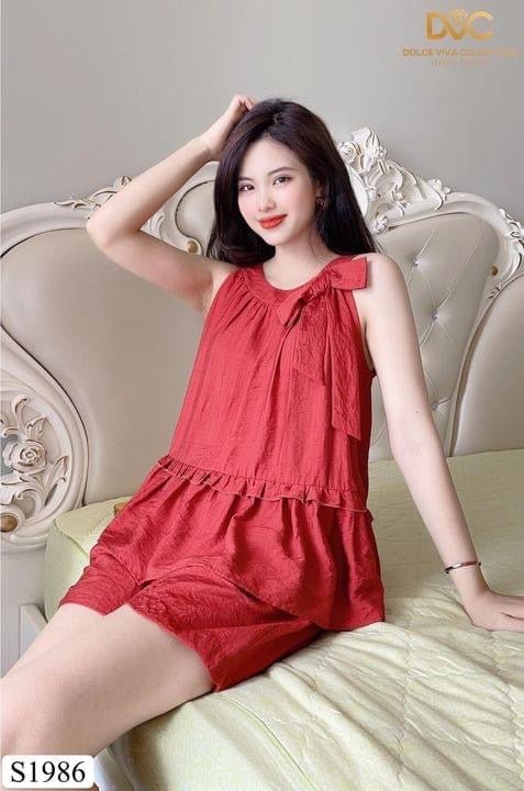 MJS1986 Red Halter Ruffle Hem Top + Short Set - Mia & Jon