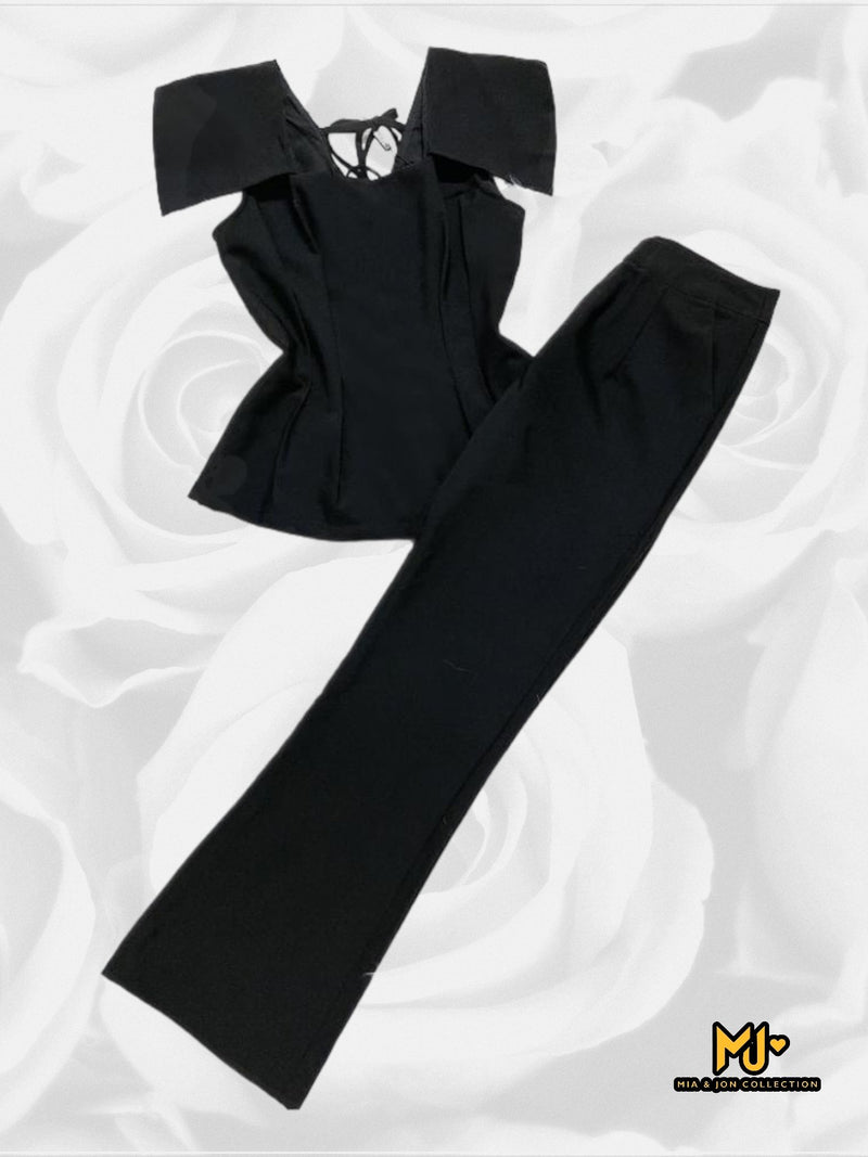 MJS2016 Black Sleeveless Top & Pants Set - Mia & Jon