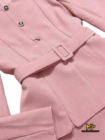 MJS2152 Peplum Top And Pencil Skirt Set In Pink - Mia & Jon