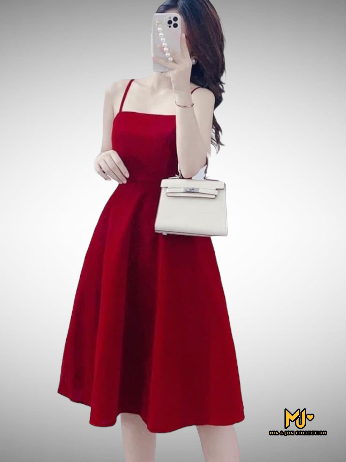 MJS2205 Lapel Collar Blazer + Fit & Flare Velvet Midi Dress - Mia & Jon