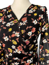 MJV1002 Black Floral Ruched Chiffon Dress - Mia & Jon