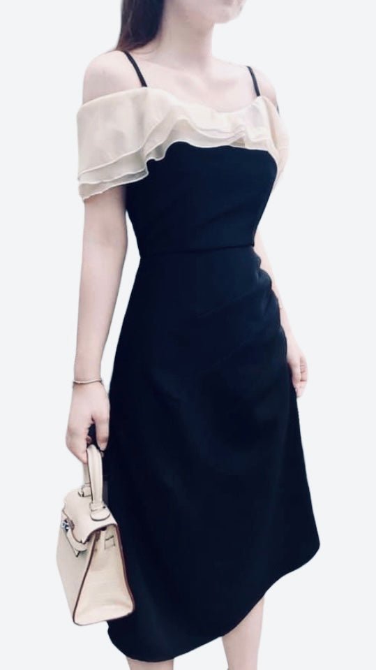 MJV1574 A-line Chiffon Dress With Ruffle Off The Shoulder - Mia & Jon