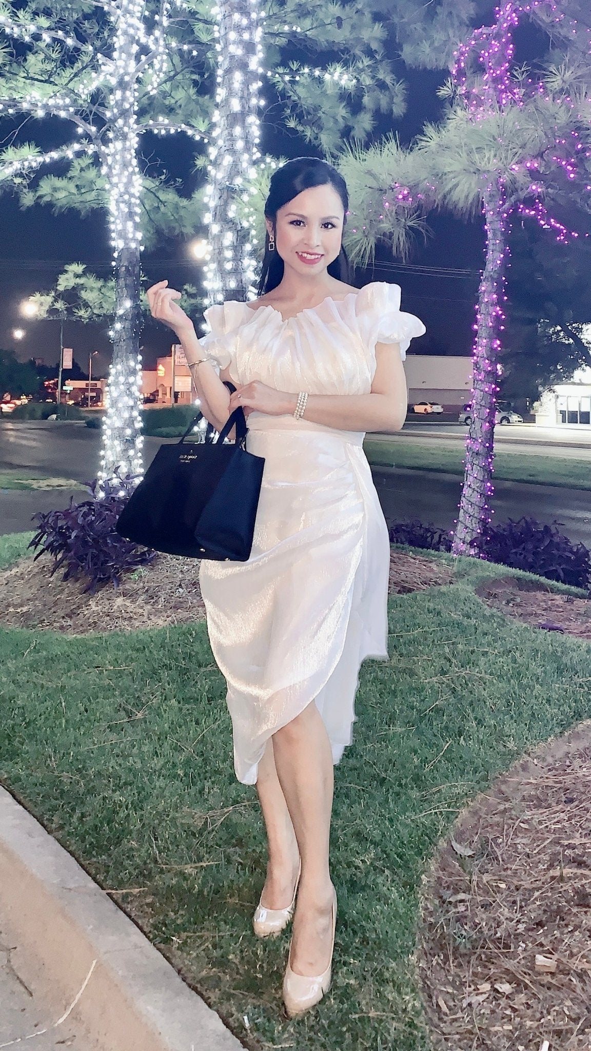 MJV1709 Off Shoulder Ruched Slit Party Dress - Mia & Jon