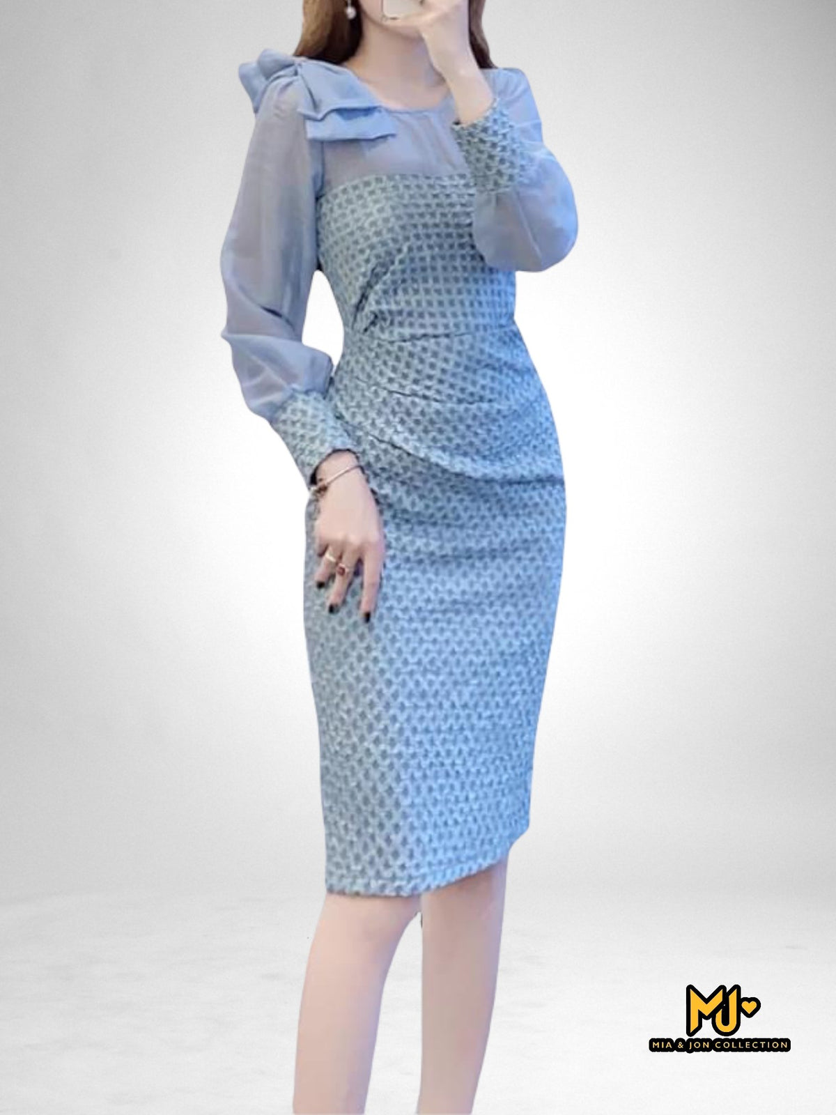 MJV1746 One Shoulder Bow Detail Body-Con Dress - Mia & Jon