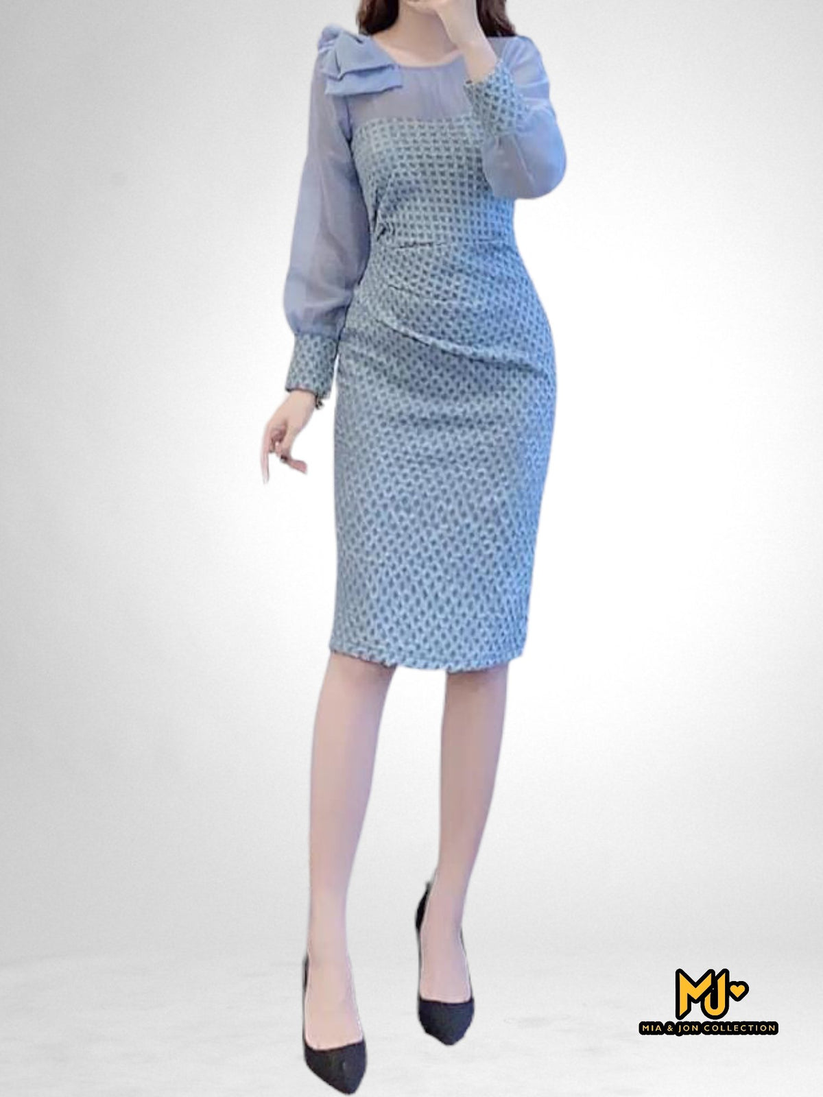 MJV1746 One Shoulder Bow Detail Body-Con Dress - Mia & Jon