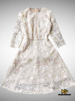 MJV1847 Ivory Fit & Flare Lace Dress - Mia & Jon